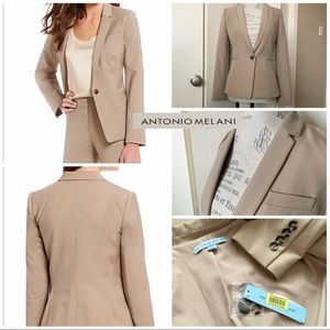 NWT Antonio Melani jacket suit blazer button TAN